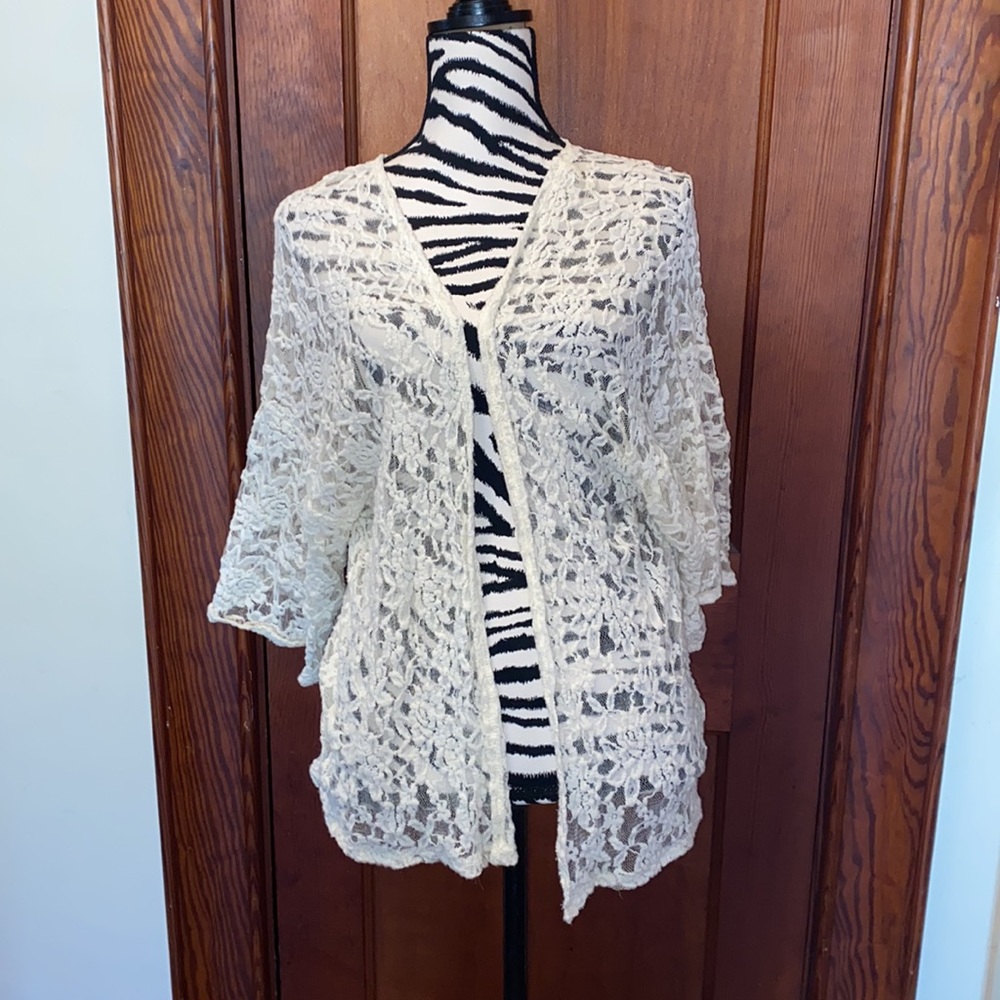 Freshman white lace cardigan size medium